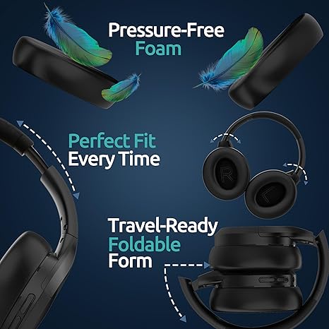 Long Run Technologies Active Noise Cancelling Headphones - Wireless Over-Ear with 100H Battery & Hi-Res Audio