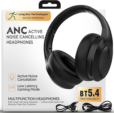 Long Run Technologies Active Noise Cancelling Headphones - Wireless Over-Ear with 100H Battery & Hi-Res Audio