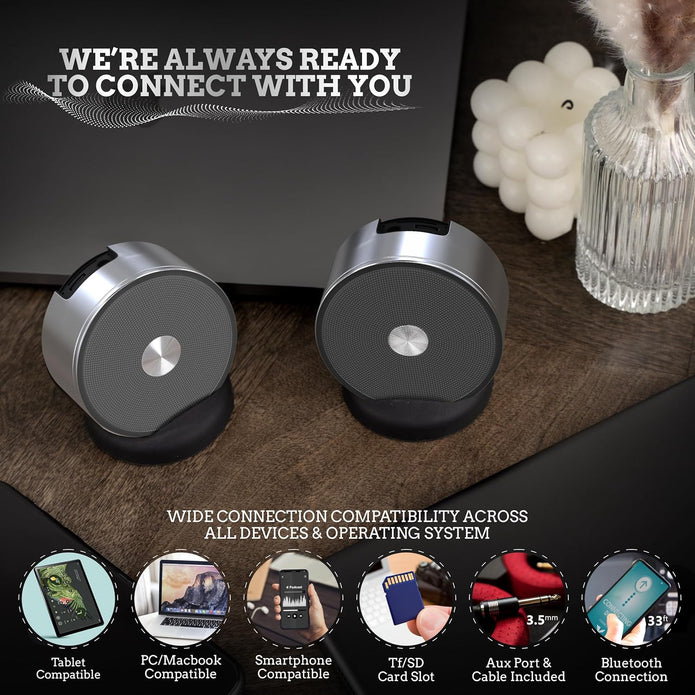 Long Run Technologies Dual Bluetooth Speakers - Wireless Stereo Pair with Unlimited Multi-Speaker Pairing