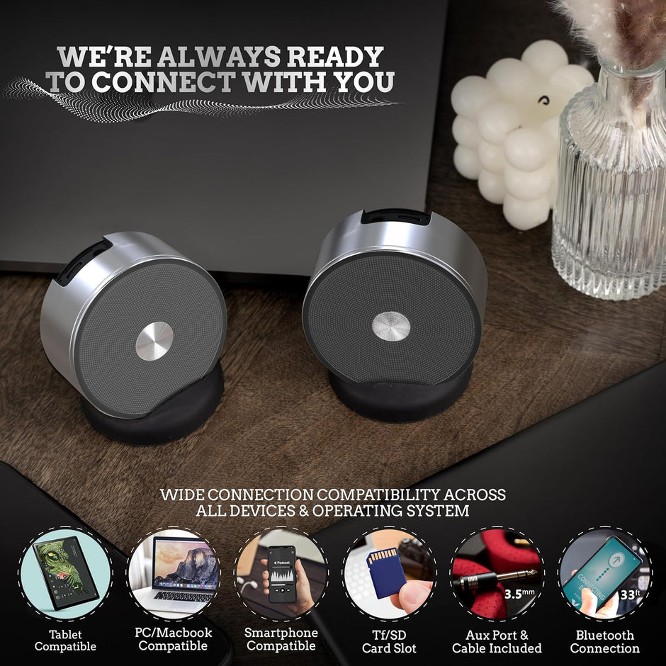 Long Run Technologies Dual Bluetooth Speakers - Wireless Stereo Pair with Unlimited Multi-Speaker Pairing