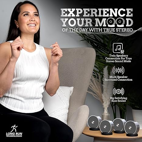 Long Run Technologies Dual Bluetooth Speakers - Wireless Stereo Pair with Unlimited Multi-Speaker Pairing